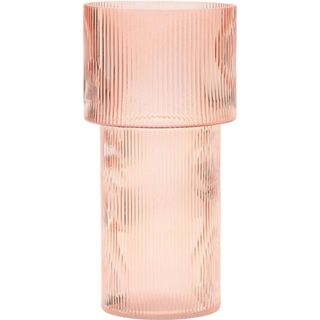 Ribbed Pink Glass Vase