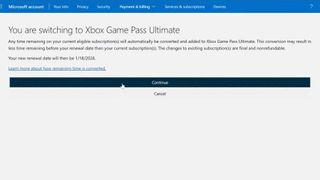 Game Pass Ultimate conversion screen