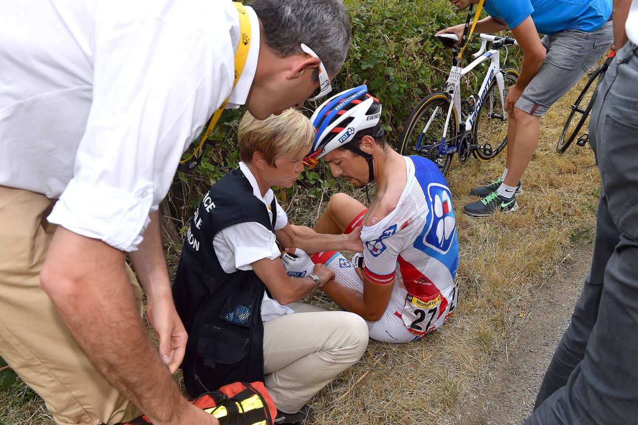 Steve Morabito (FDJ) crashed out after 5km
