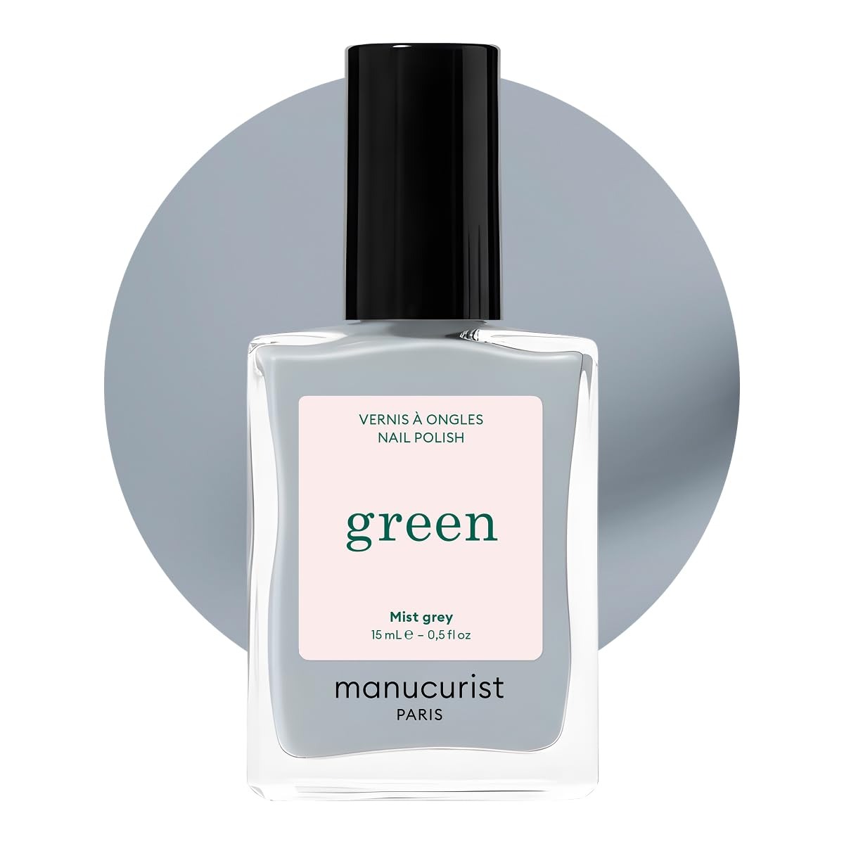 Manucurist, Manucurist Green Quick Dry Nail Polish Mist Grey - Grey Nail Polish - 9-Free, Plant-Based and Vegan - Non Toxic - Natural Classic - Nails Care - Manicure - Made in France - 0.5 Fl Oz