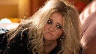 Mandy waking up hungover in bed 