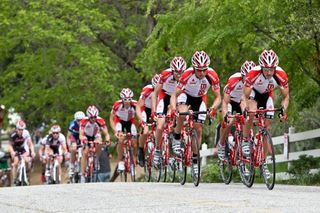 The Bissell squad pushing the pace on the front.