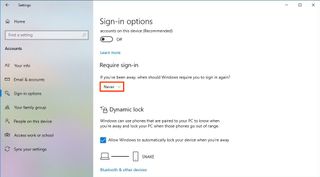 Windows 10 never require sign-in after sleep