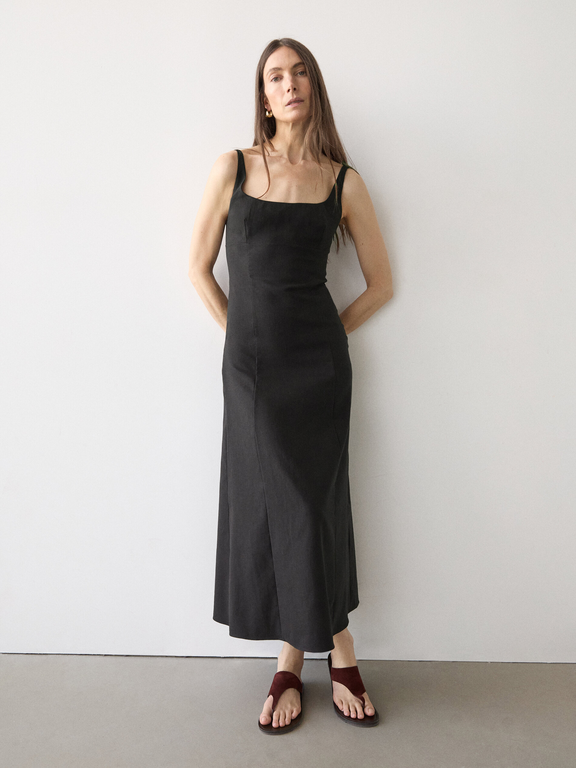 Strappy Linen Midi Dress