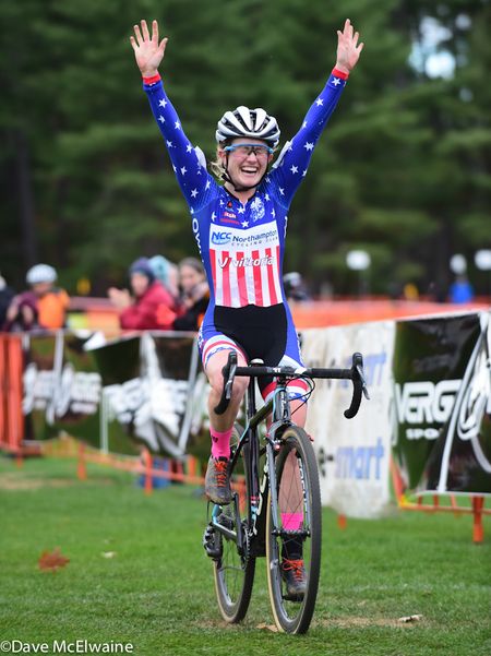 U-23 National Champion Ellen Noble (JAM/NCC/Vittoria) winning in Northampton.