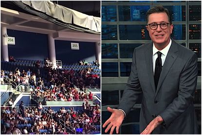 Stephen Colbert shows lots of empty seats at Trump's campaign rally