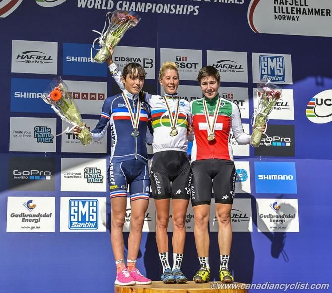Under 23 women's cross country world championship podium: Margot Moschetti, Jolanda Neff, Linda Indergand