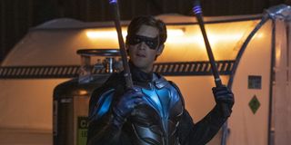 nightwing holding his nightsticks in titans season 3