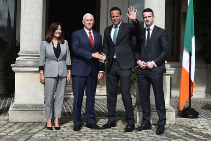 Mike Pence shakes hands with Ireland's prime minister