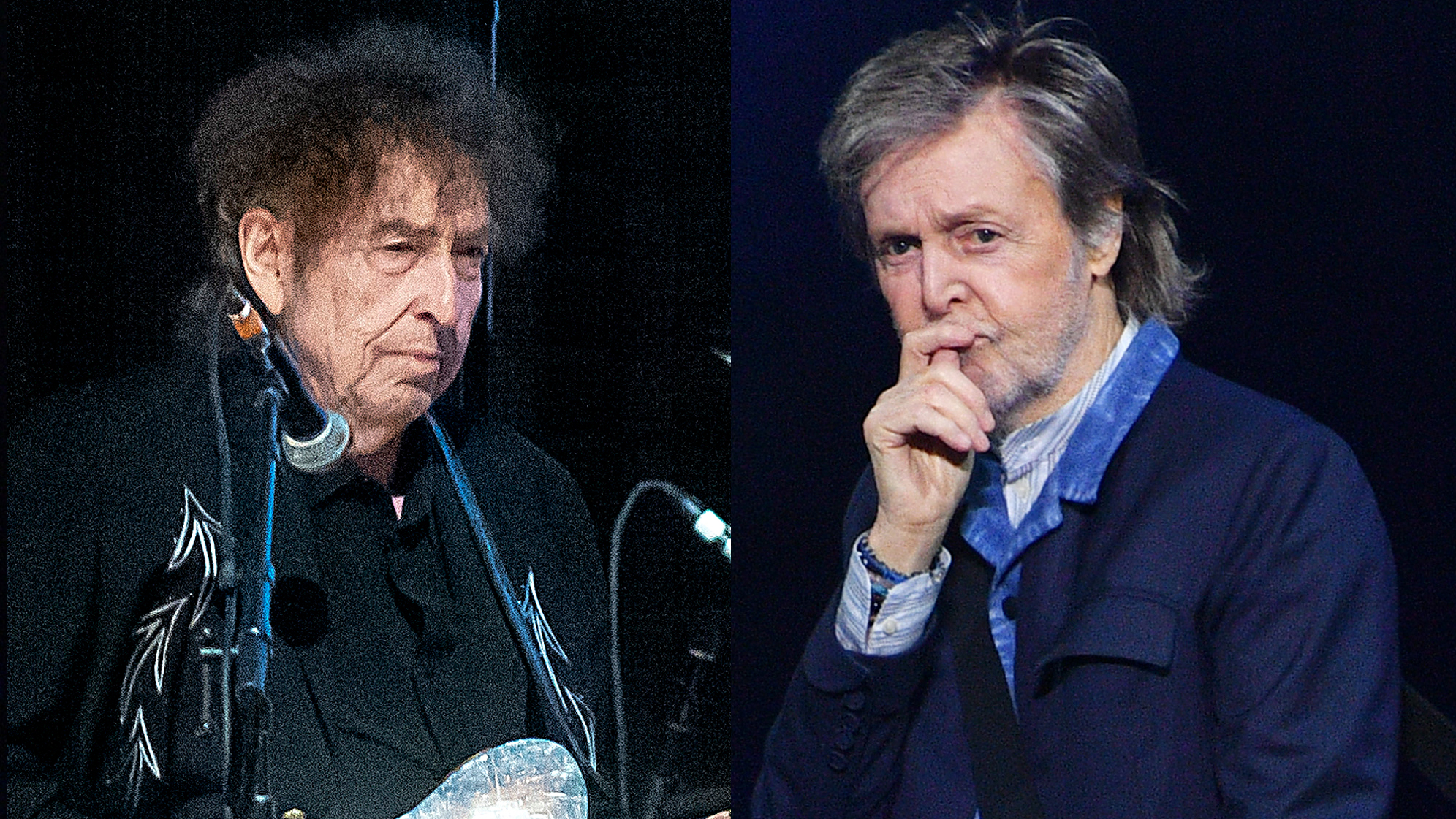 Bob Dylan in 2023 and Paul McCartney in 2024