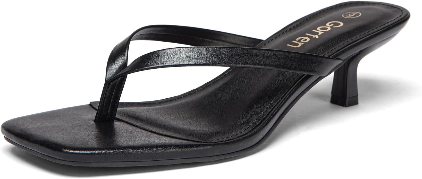 Gorfen, Kitten Heel Flip Flop Sandals