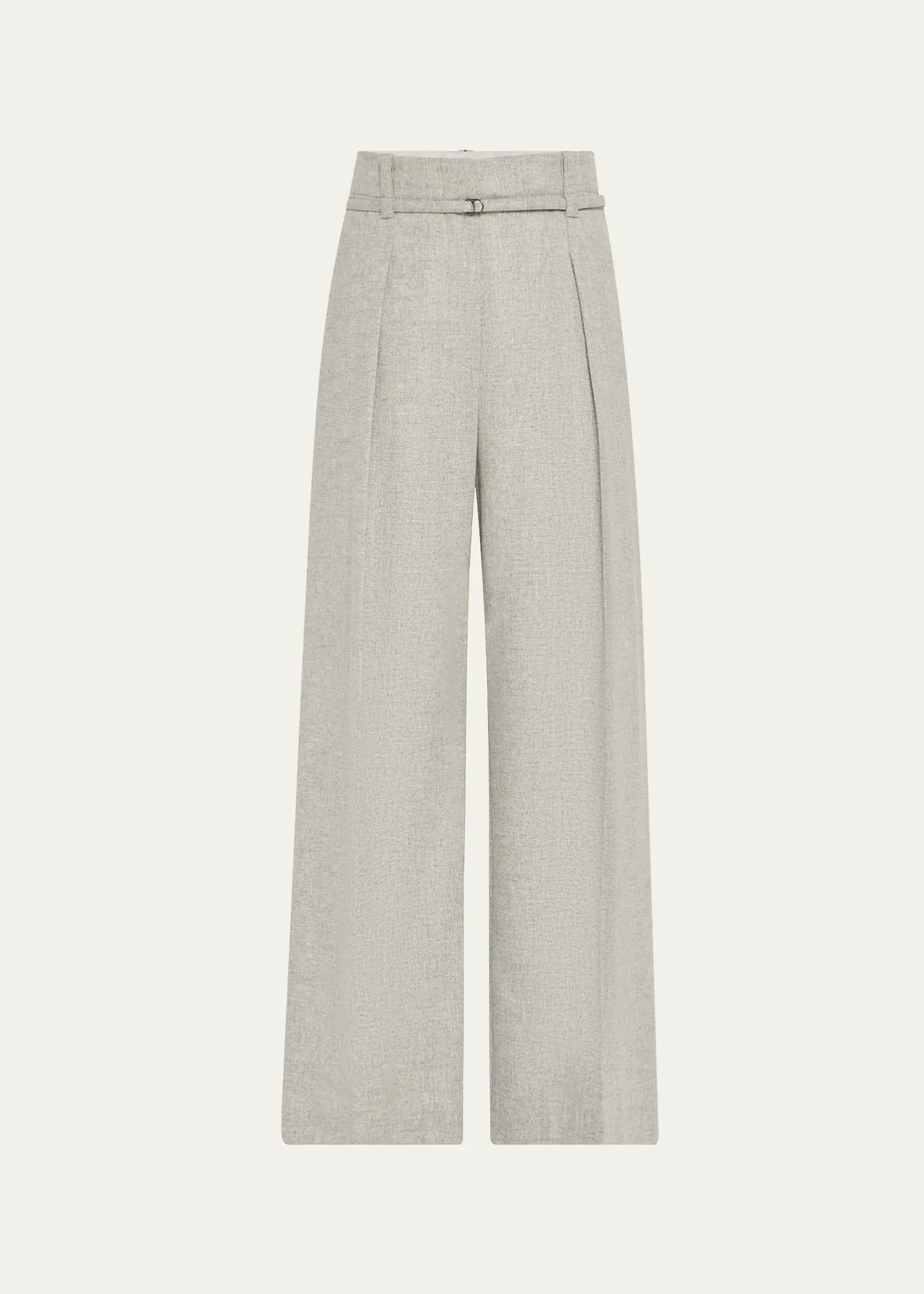 Brunello Cucinelli, Cashmere-Wool Flannel Wide Sartorial Pants With Belt