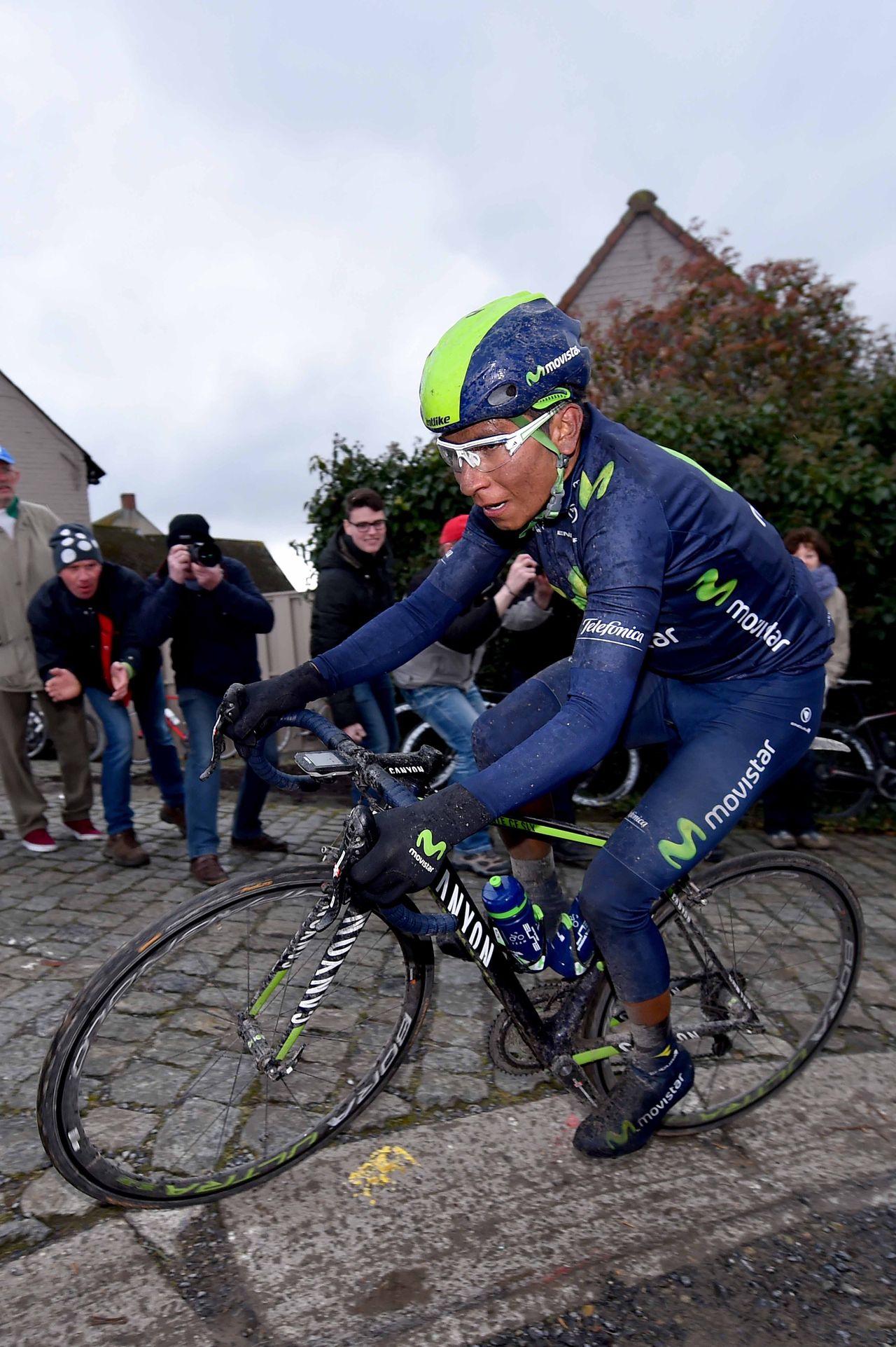 Nairo Quintana (Movistar) rides the cobbles