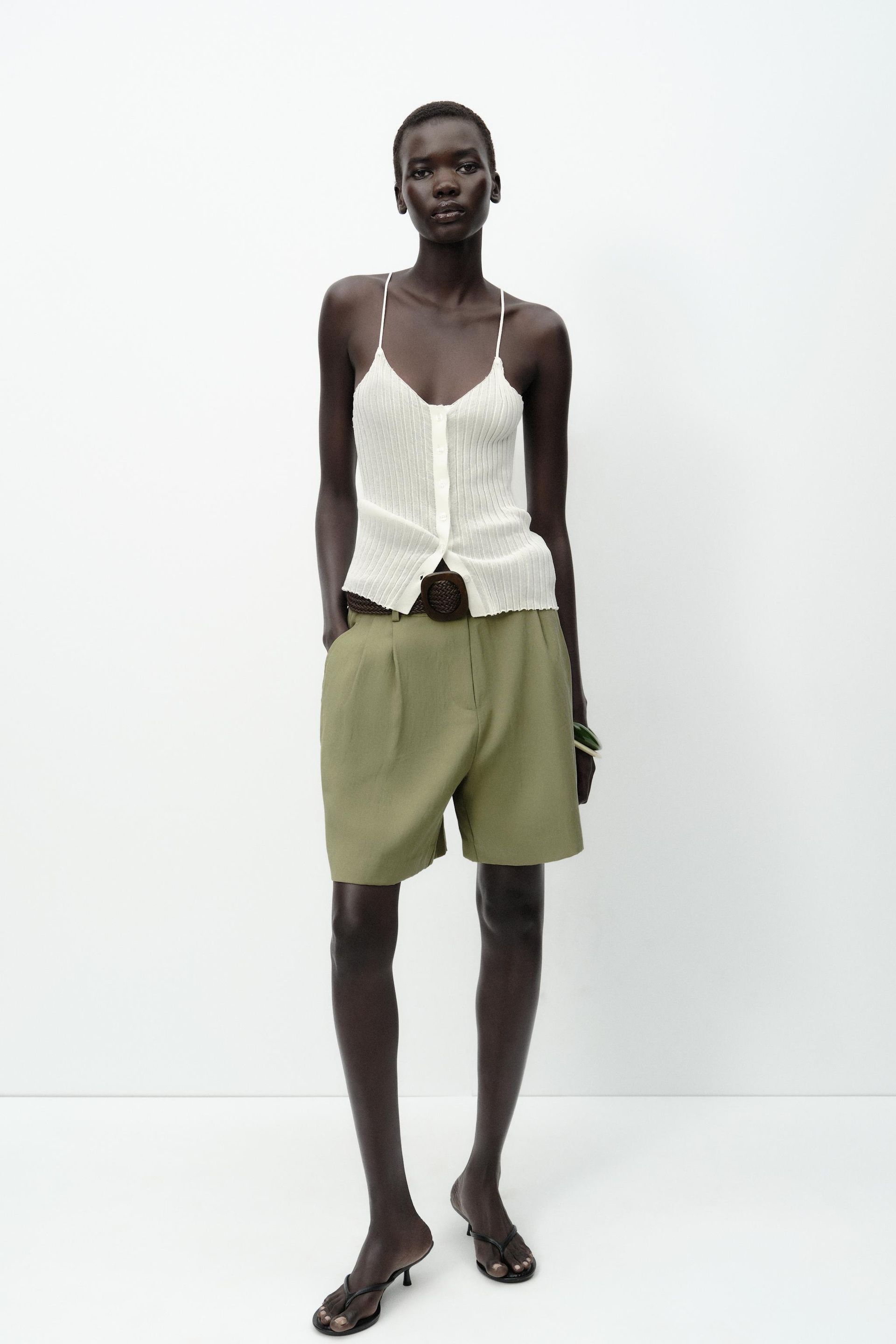 Pleated Belt Shorts