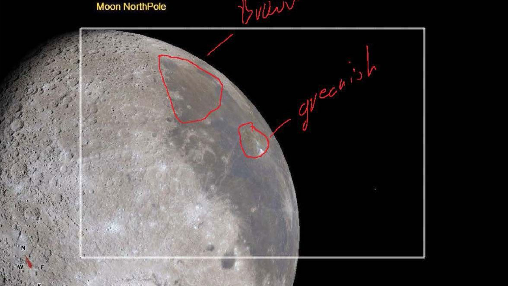 An annotated view of the moon and its colors.