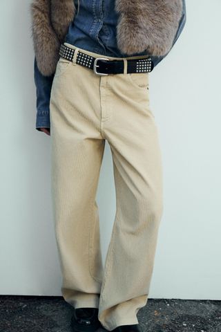 Relaxed Oversize Mid Rise Corduroy Pants