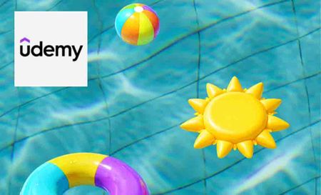 udemy logo top left with a picture of inflatables on water 