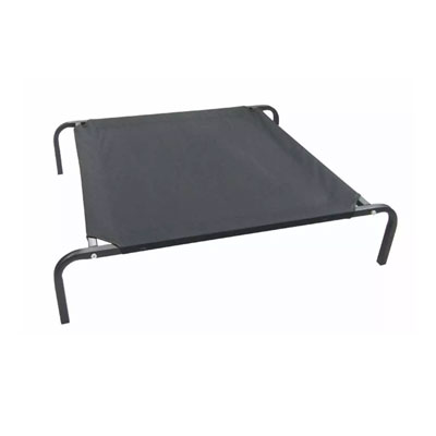 grey raised dog bed