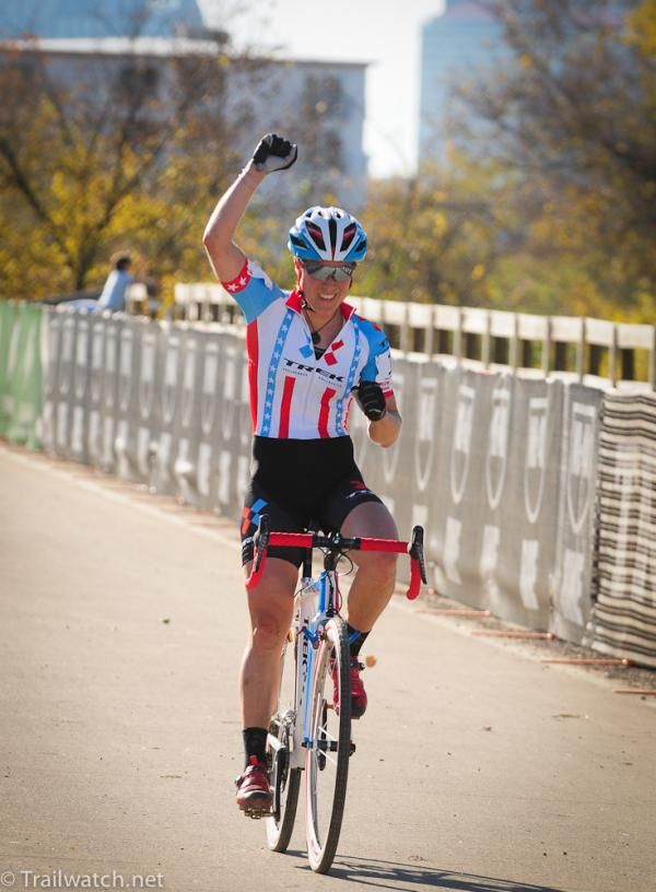 US champion Katie Compton (Trek Cyclocross Collective) taking the win in Louisville