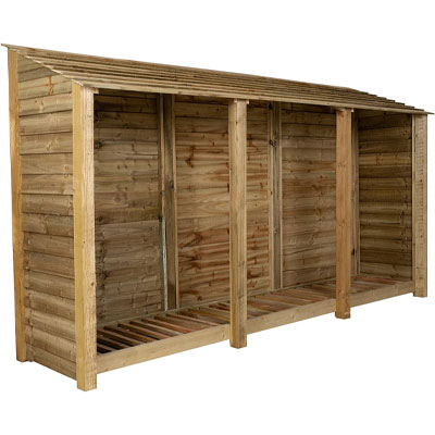 large wooden outdoor log store