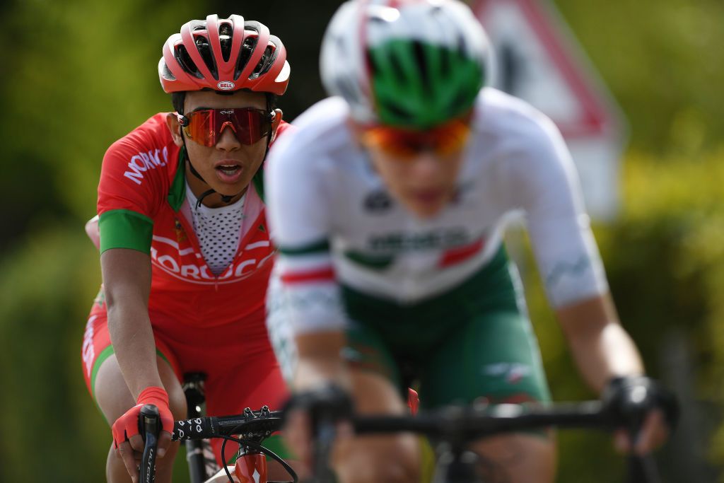 Siham Es-Saddy of Morocco during the women's road race at the UCI Road World Championships