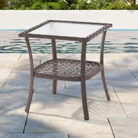 Acegoses Skytop Square Wicker Outdoor End Table
