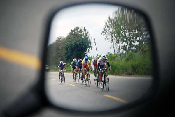 Riders in the mirror.