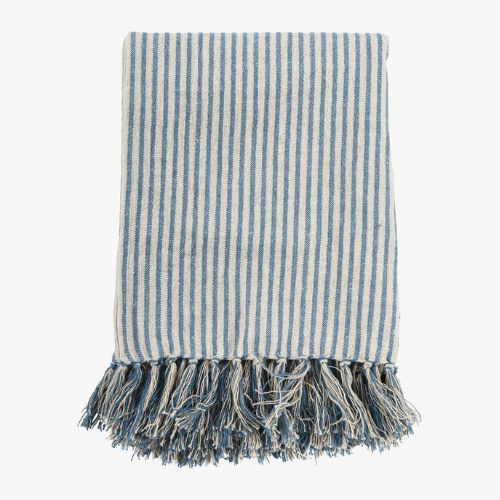 Blue and white striped blanket