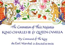 The 2023 Coronation invitation for King Charles III and Queen Camilla.