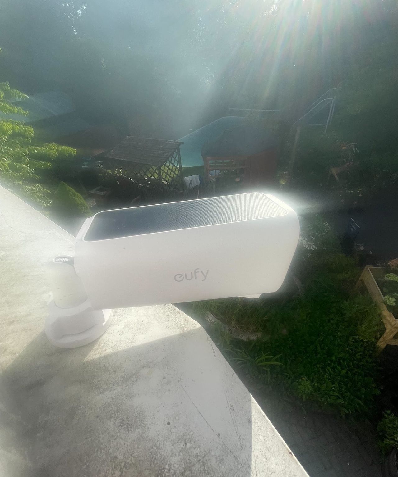 Eufy camera on a windowsill