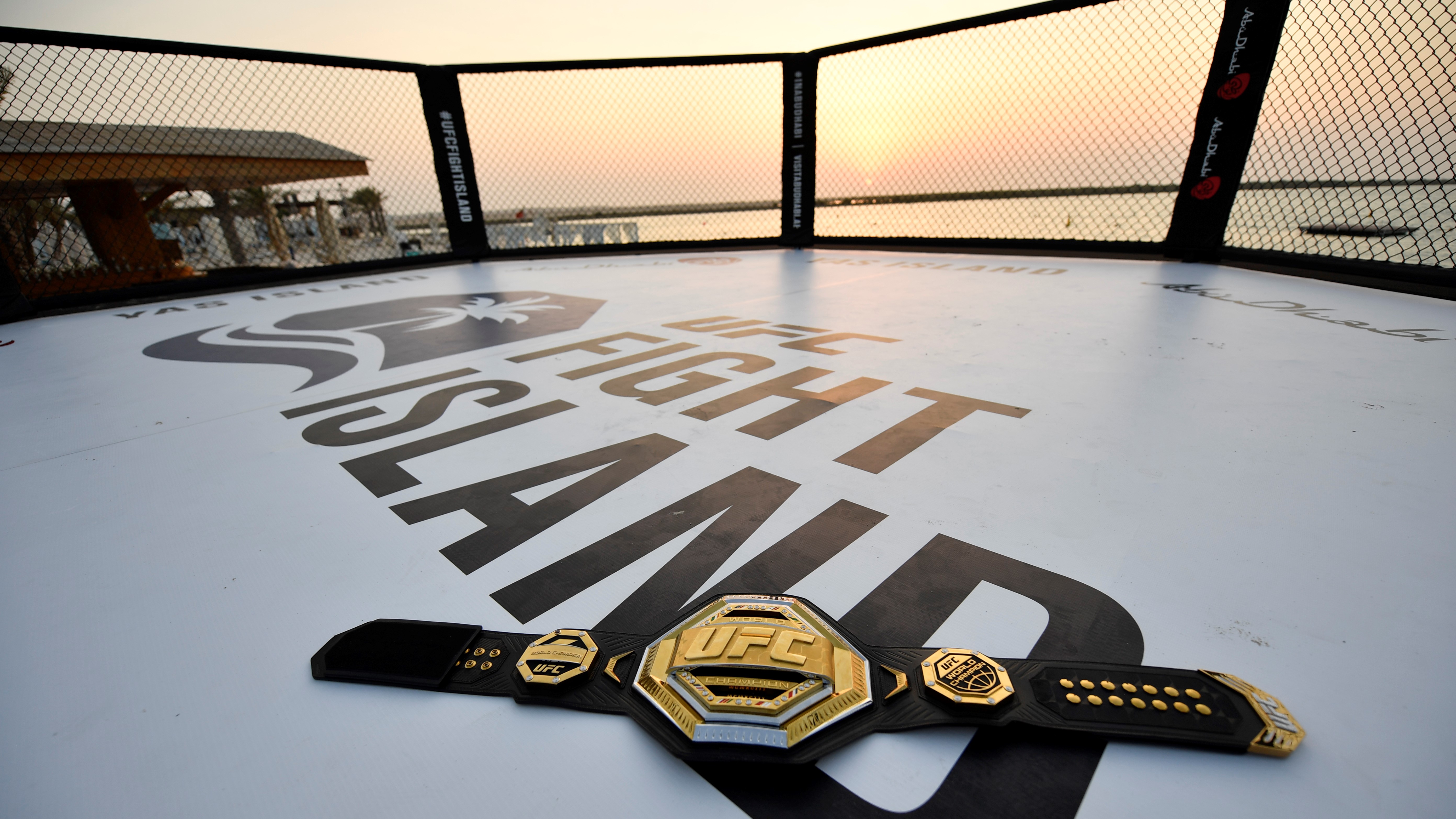 UFC belt in Fight Island UFC Octagon