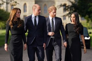 Princess Kate, Prince William, Prince Harry, and Duchess Meghan photographed at Windsor Castle on September 10, 2022.