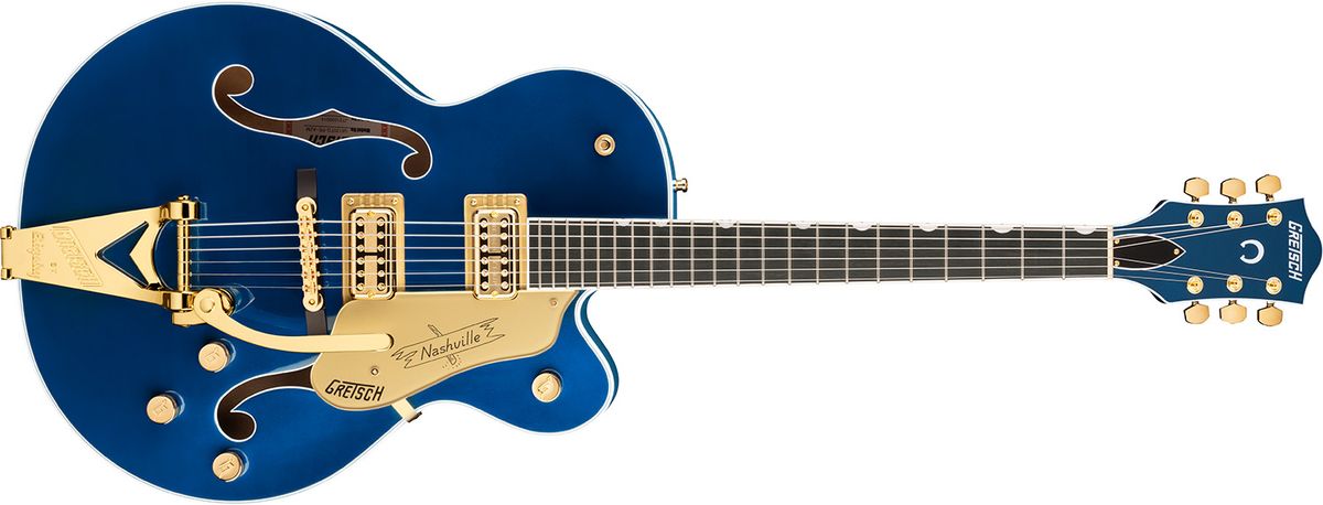 Gretsch G6120TG Players Edition Nashville Hollow Body with String-Thru Bigsby Gold Hardware Azure Metallic
