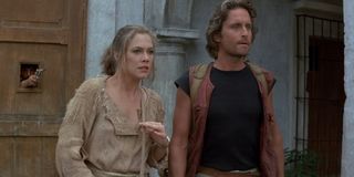 Kathleen Turner and Michael Douglas in Romancing The Stone