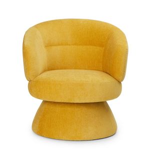 A yellow swivel chair