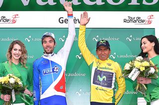 Thibaut Pinot (FDJ) and Nairo Quintana (Movistar) on the podium of the Tour de Romandie.