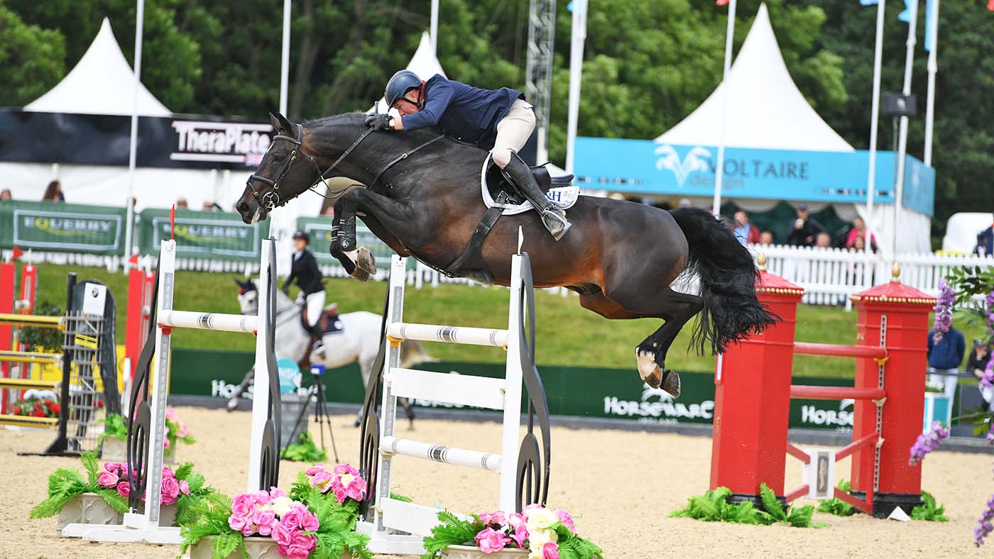 John Whitaker (GBR ) riding Argento in the CSI4* jumping competition (S47) at Equerry Bolesworth International Horse Show held in the grounds of Bolesworth Castle, near Chester in Cheshire in the UK between 12-16th June 2019 Bolesworth International Horse Show 15 06 19