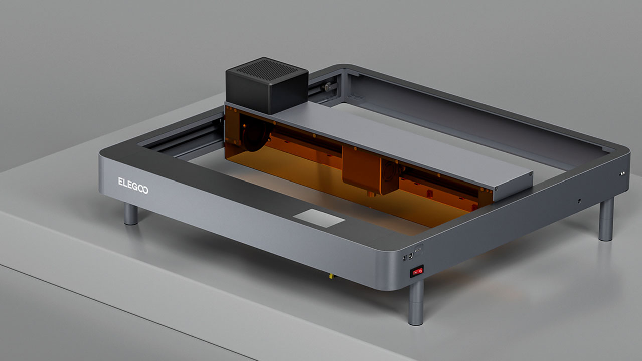 Uma visão do gravador a laser Elegoo de cima