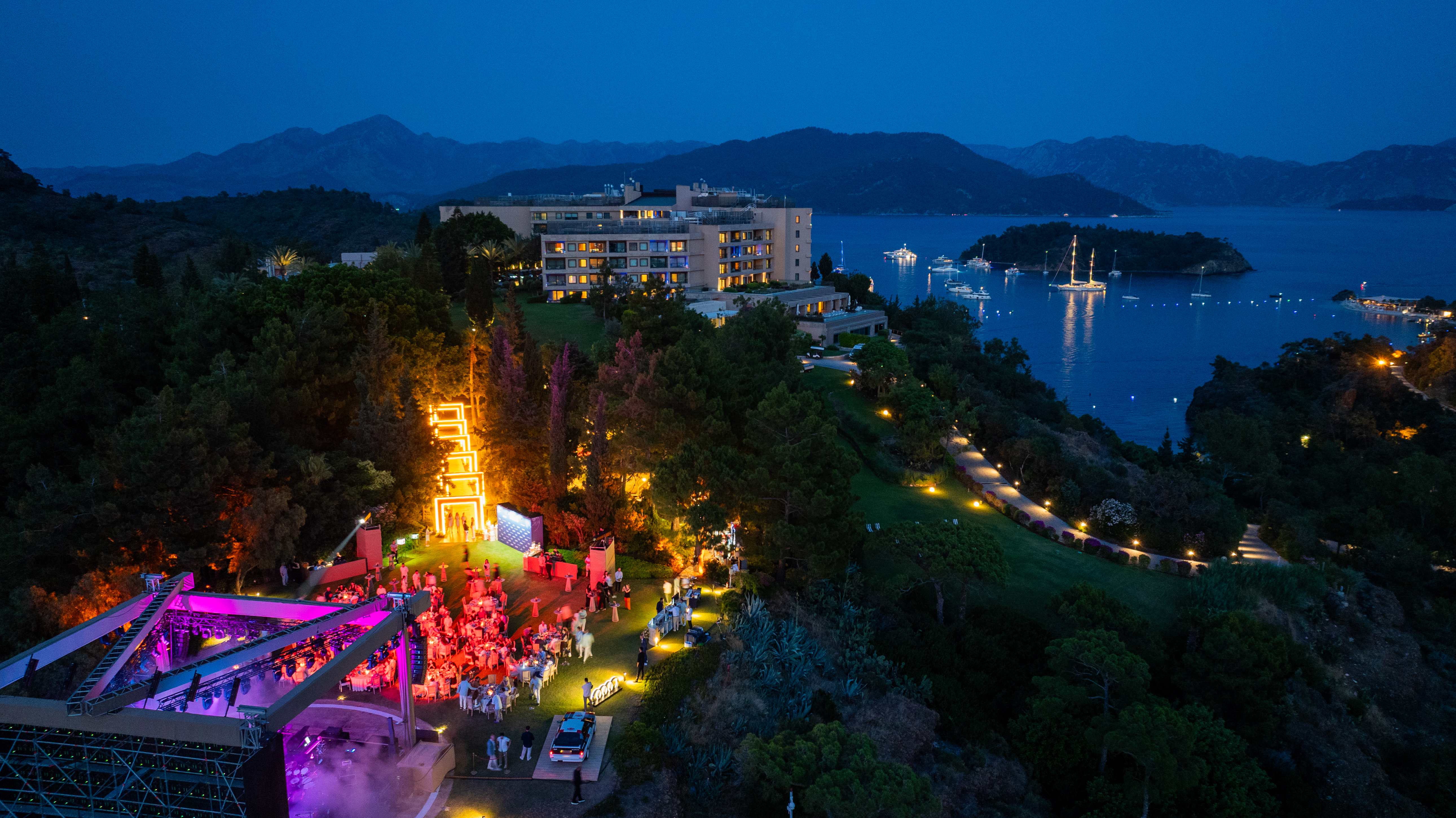 A nighttime event at D Maris Bay in Turkey