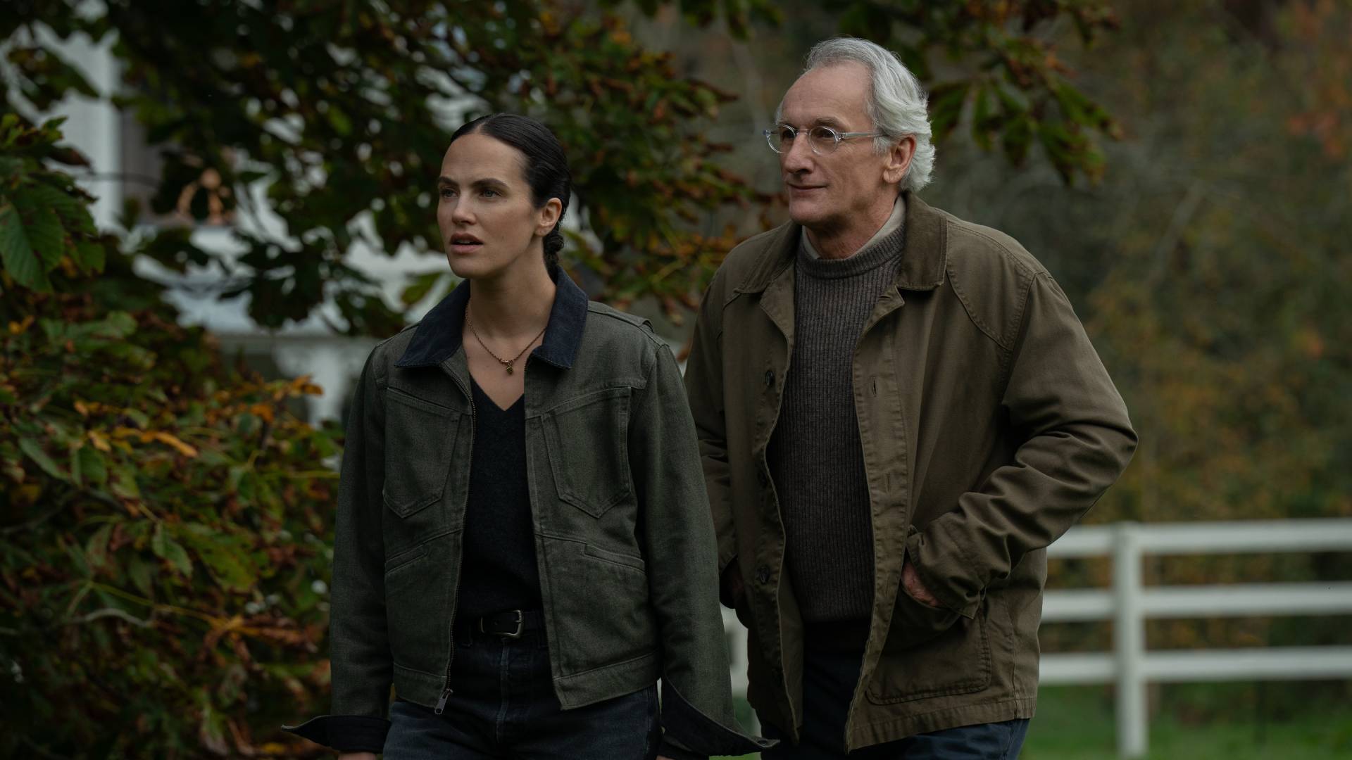 Charlotte (Jessic Brown Findlay) and Victor (Matt Craven) in Silo season 3 episode 8