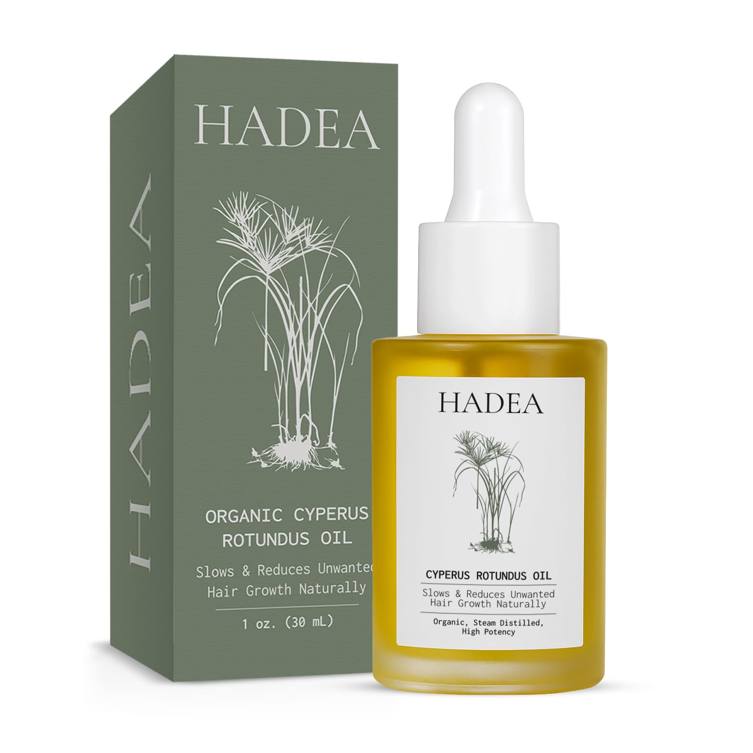 Hadea Cyperus Rotundus Oil to Reduce Hair Growth 100% Organic High-Potency Steam Distilled Cyprus Nutgrass Cypress Hair Inhibitor | Cypress Rotundus Oil for Pcos, Hirsutism, Any Unwanted Hair 30ml