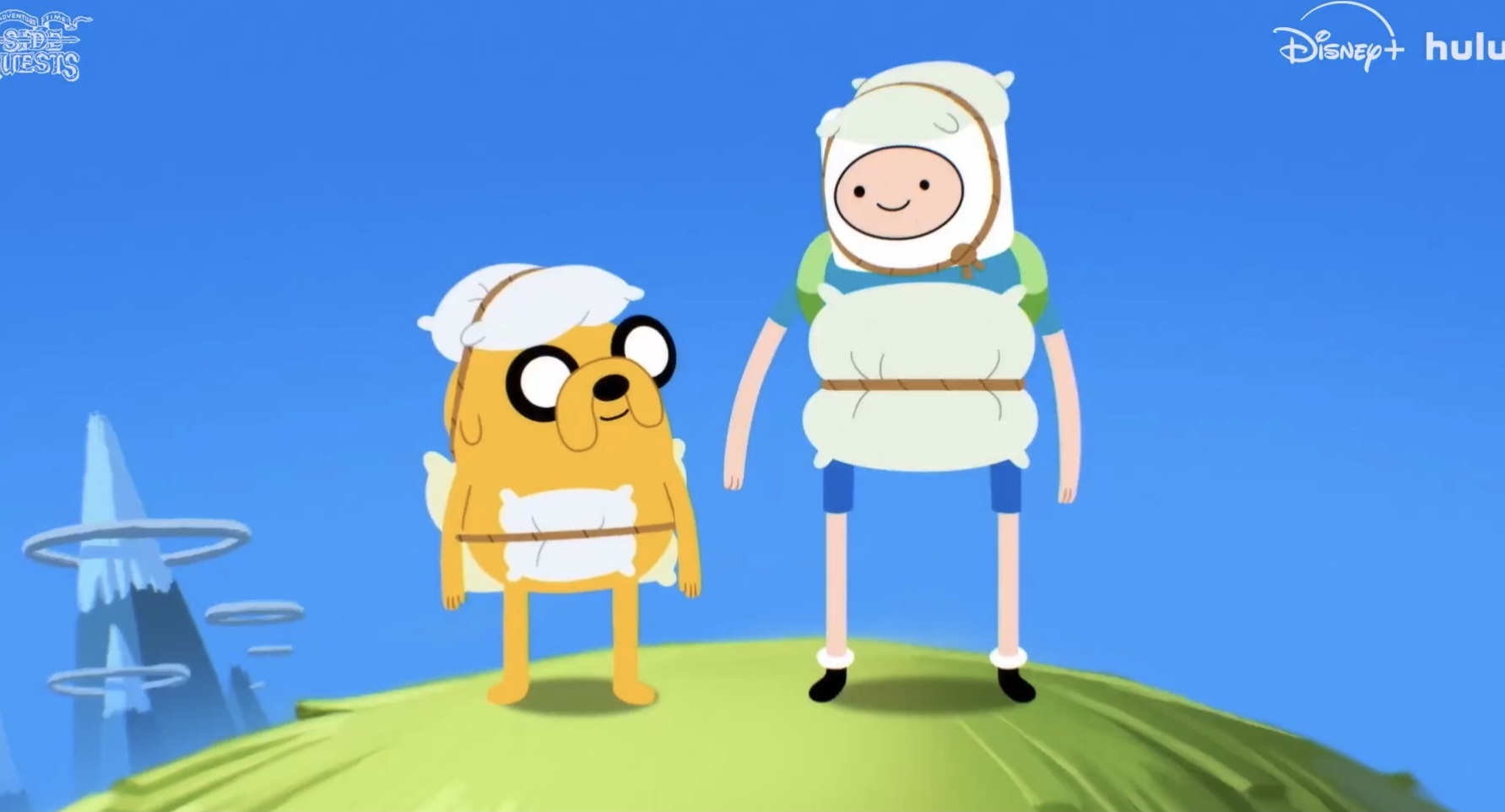 Previews of Jake the Dog and Finn the Human in the new Adventure Time: Side Quests series.