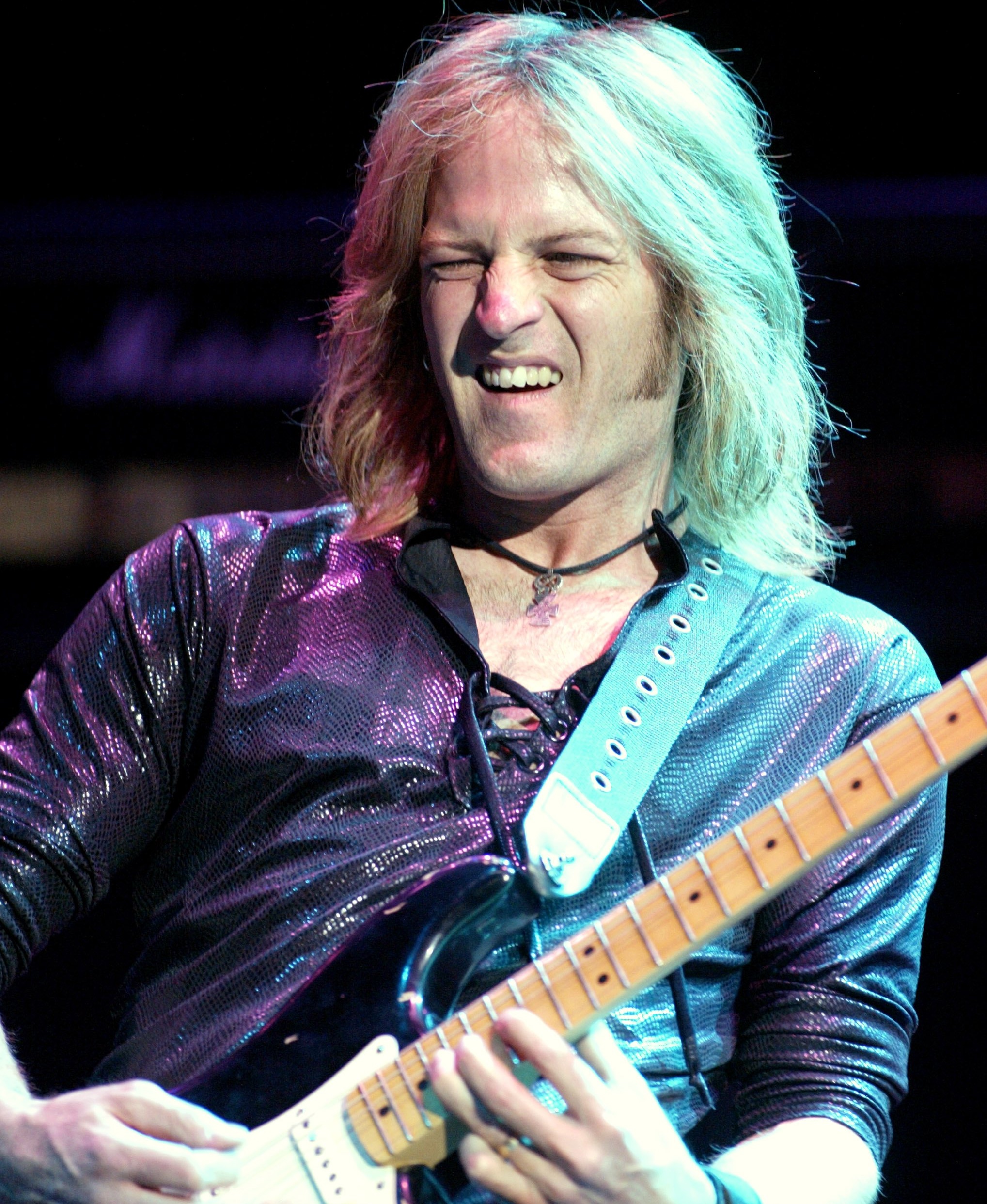 Doug Aldrich shredding onstage with Dio at the Aladdin Theatre for the Performing Arts in Las Vegas, Nevada on May 31, 2002