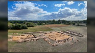 The archaeological site at Rendlesham consists of a royal compound from the sixth and seventh centuries A.D. that was added to a larger Anglo-Saxon settlement founded in the fifth century.