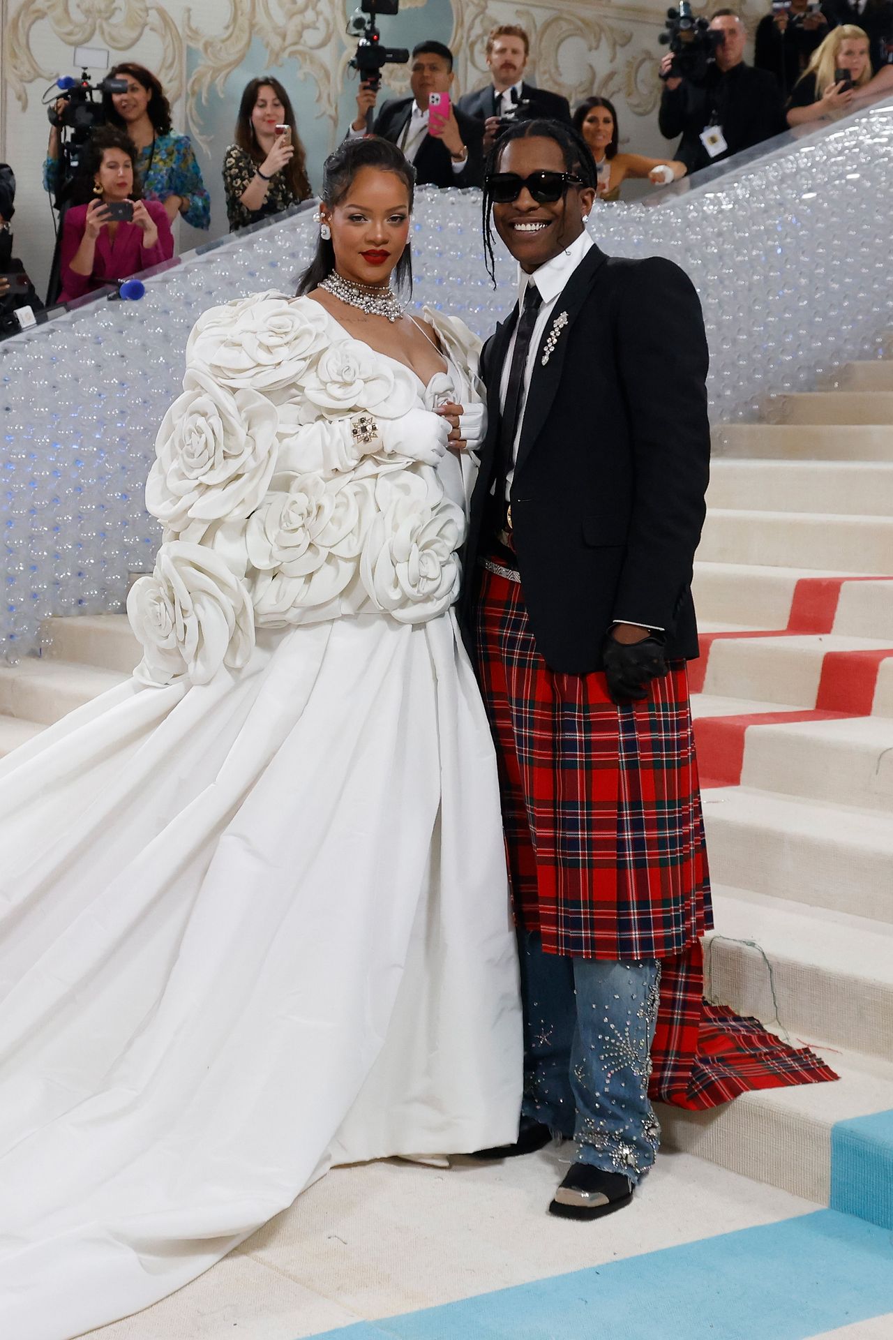 NEW YORK, NEW YORK - MAY 01: Rihanna and A$AP Rocky attend the 2023 Costume Institute Benefit celebrating "Karl Lagerfeld: A Line of Beauty" at Metropolitan Museum of Art on May 01, 2023 in New York City. (Photo by Taylor Hill/Getty Images)