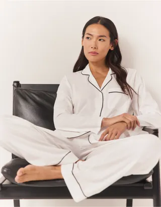 Jersey Pima Cotton Classic Piped Pajama Set