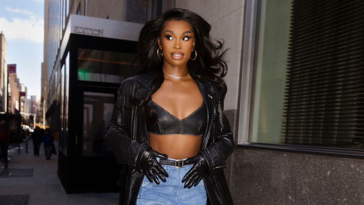 Coco Jones entering the coach fashion week fashion show