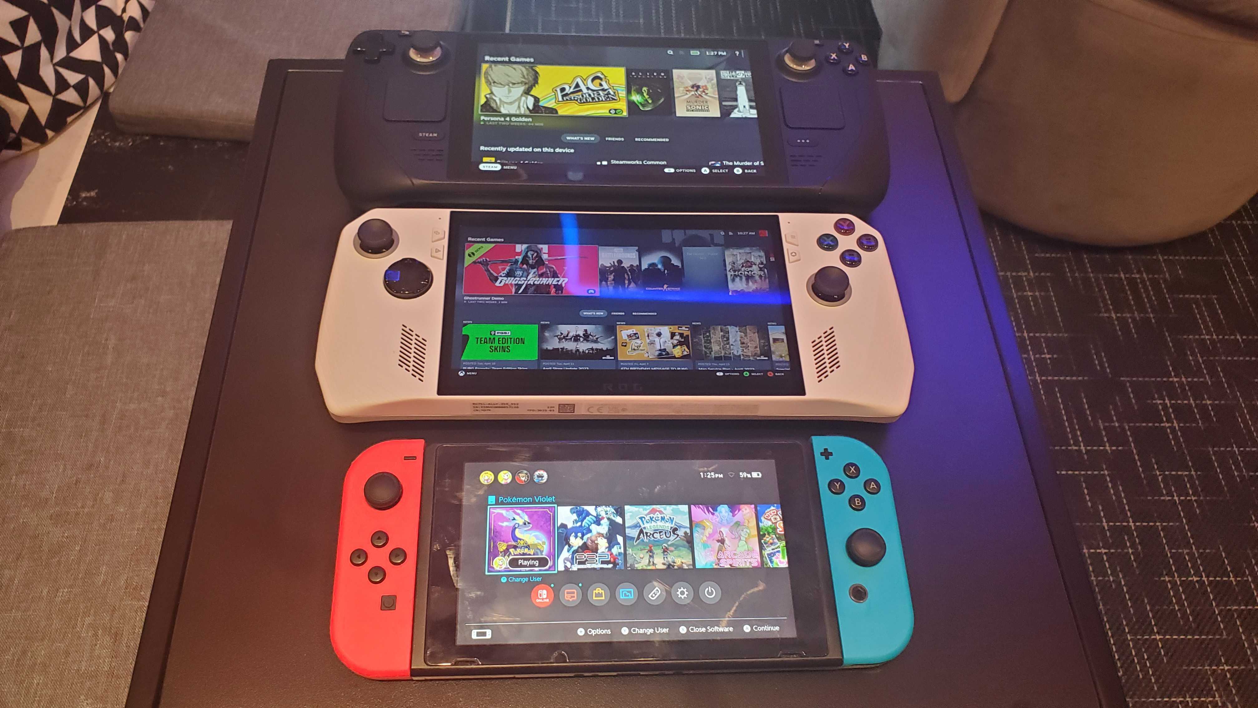 comparaison entre la switch, le steam deck et ROG Ally