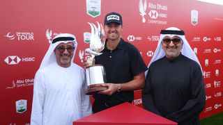 Victor Perez with the trophy after winning the Abu Dhabi HSBC Championship at Yas Links