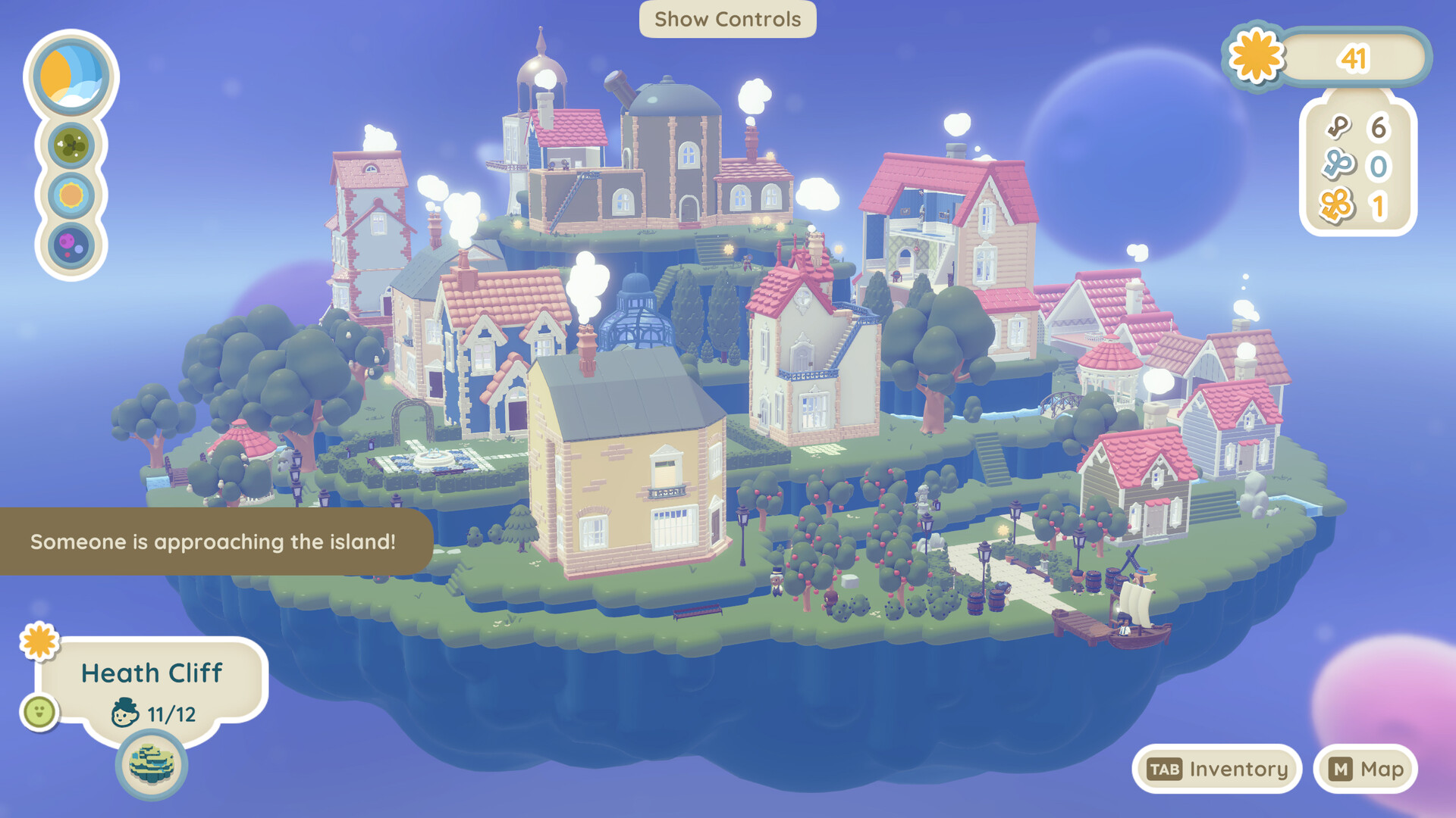 Twinkleby screenshots showing different islands and customisation options